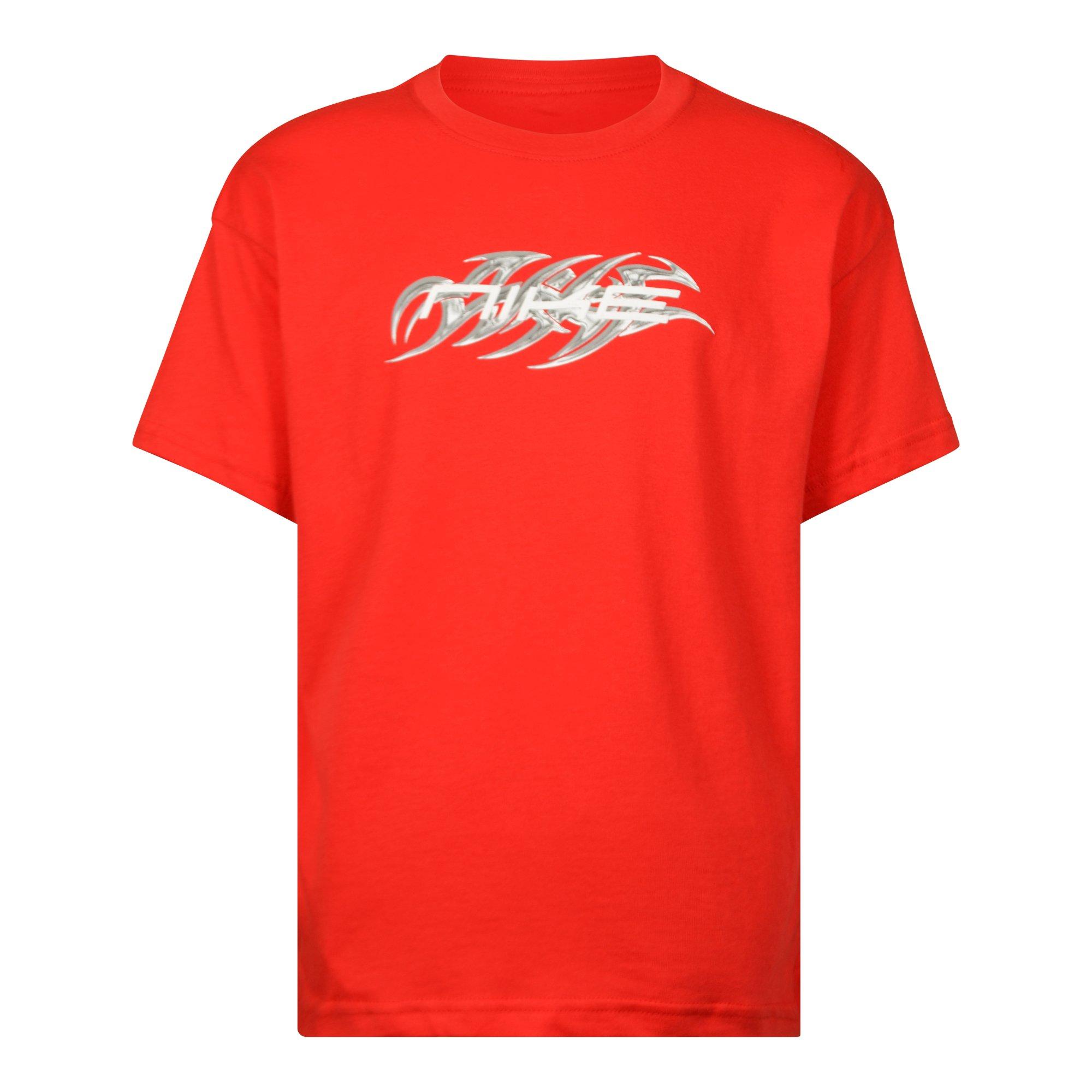 Y2K METALLIC TEE - RED/WHITE